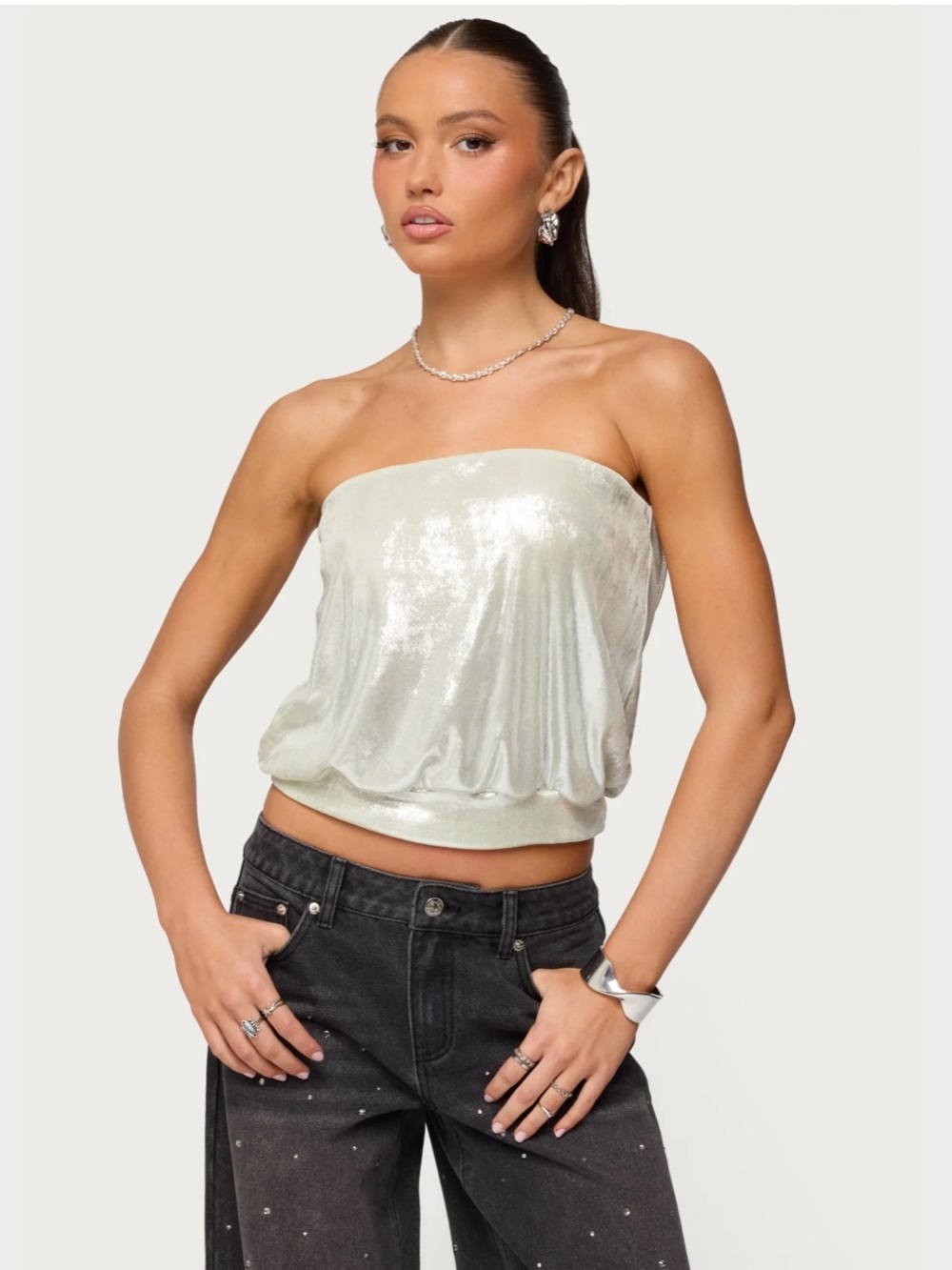 Edikted gold bubble strapless top